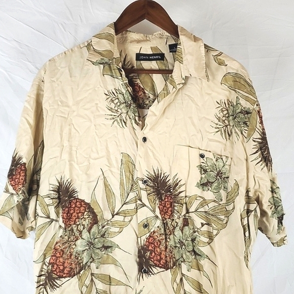 John Henry Pineapple Tropical Hawaiian Shirt - Picture 2 of 5
